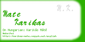 mate karikas business card